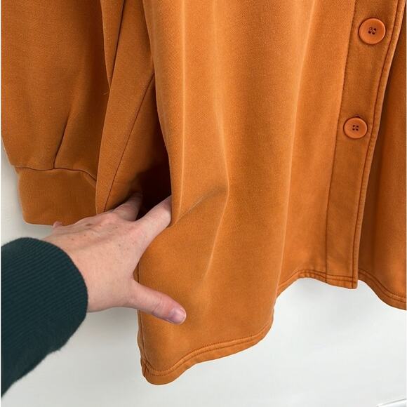 Avec Les Filles Oversized Shirt Jacket Shacket Cozy Patch Pockets Orange - Med - Picture 9 of 14